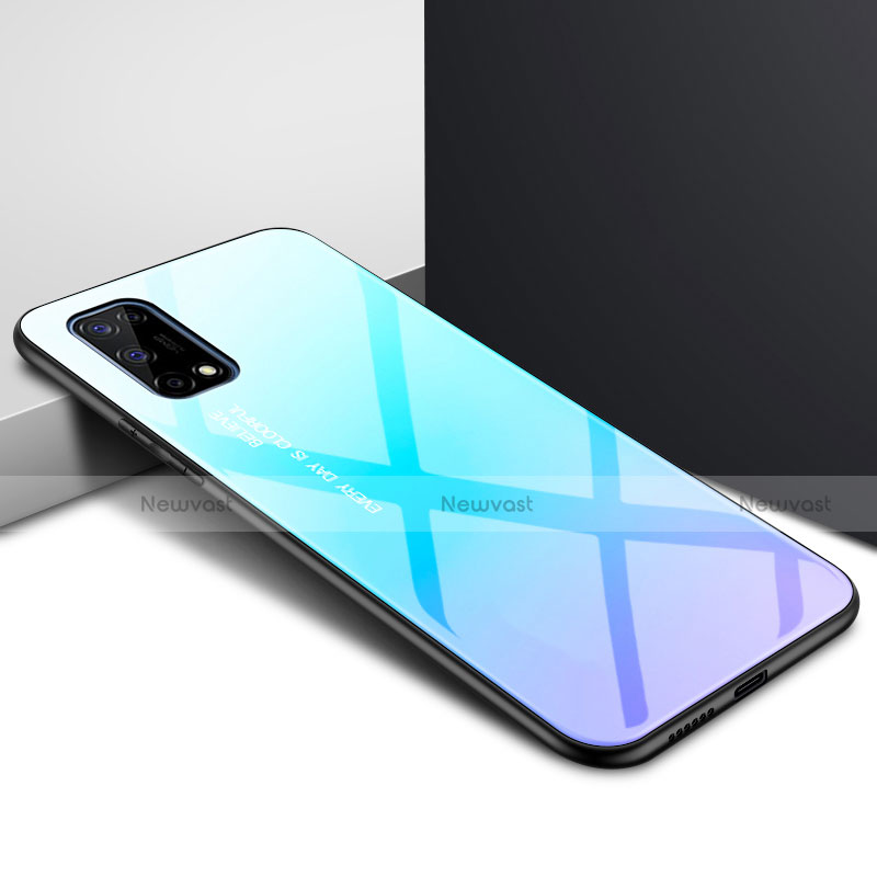 Silicone Frame Mirror Case Cover for Realme X7 Pro 5G Mint Blue