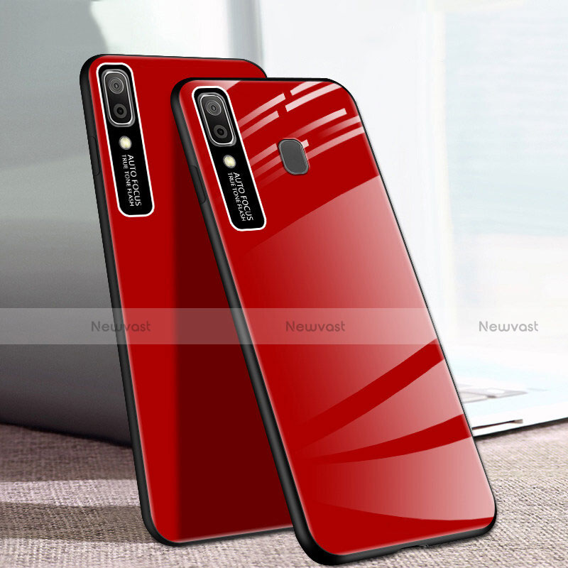 Silicone Frame Mirror Case Cover for Samsung Galaxy A20e Red