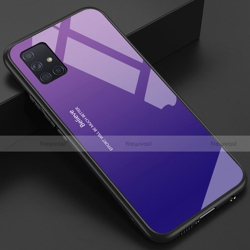 Silicone Frame Mirror Case Cover for Samsung Galaxy A51 4G Purple