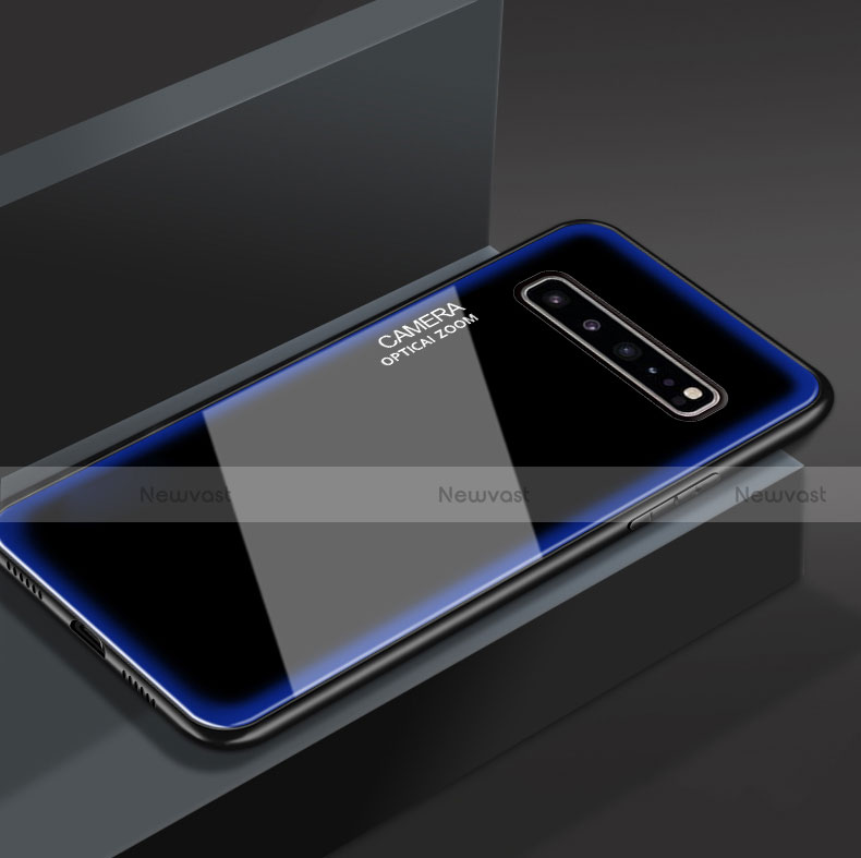 Silicone Frame Mirror Case Cover for Samsung Galaxy S10 5G SM-G977B Blue