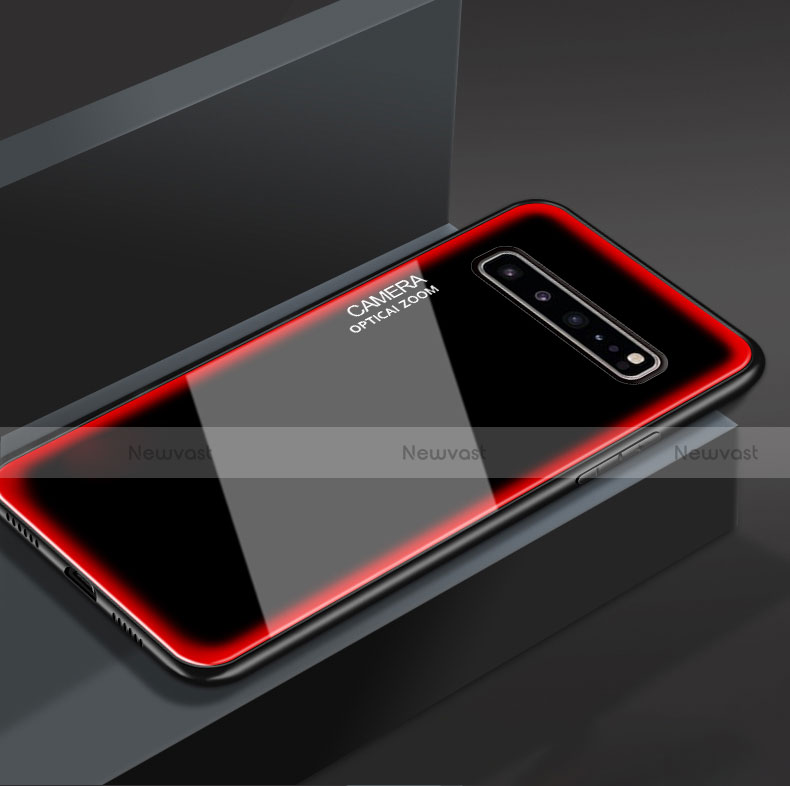 Silicone Frame Mirror Case Cover for Samsung Galaxy S10 5G SM-G977B Red