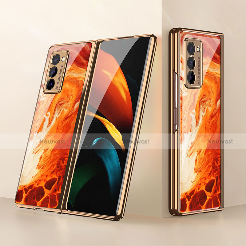 Silicone Frame Mirror Case Cover for Samsung Galaxy Z Fold2 5G Orange