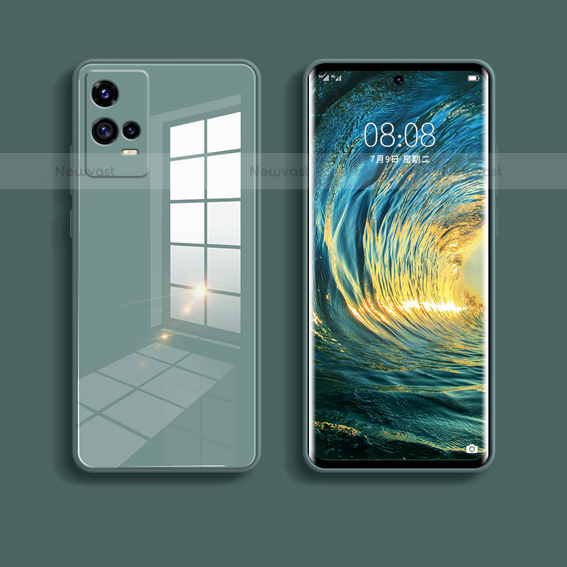 Silicone Frame Mirror Case Cover for Vivo iQOO 8 5G Green