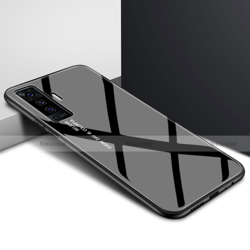 Silicone Frame Mirror Case Cover for Vivo X50 5G Black