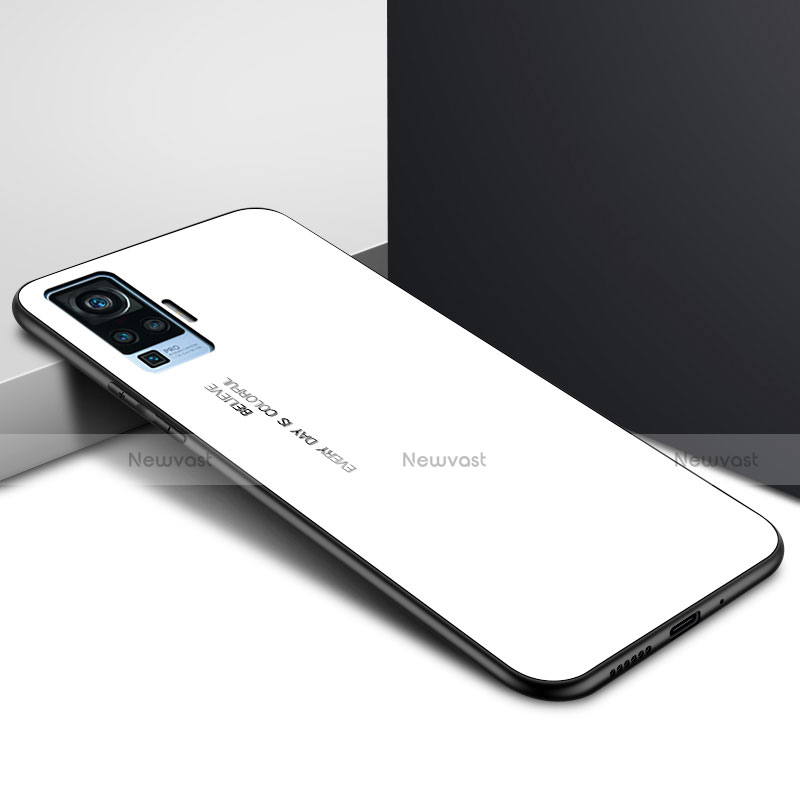 Silicone Frame Mirror Case Cover for Vivo X51 5G White