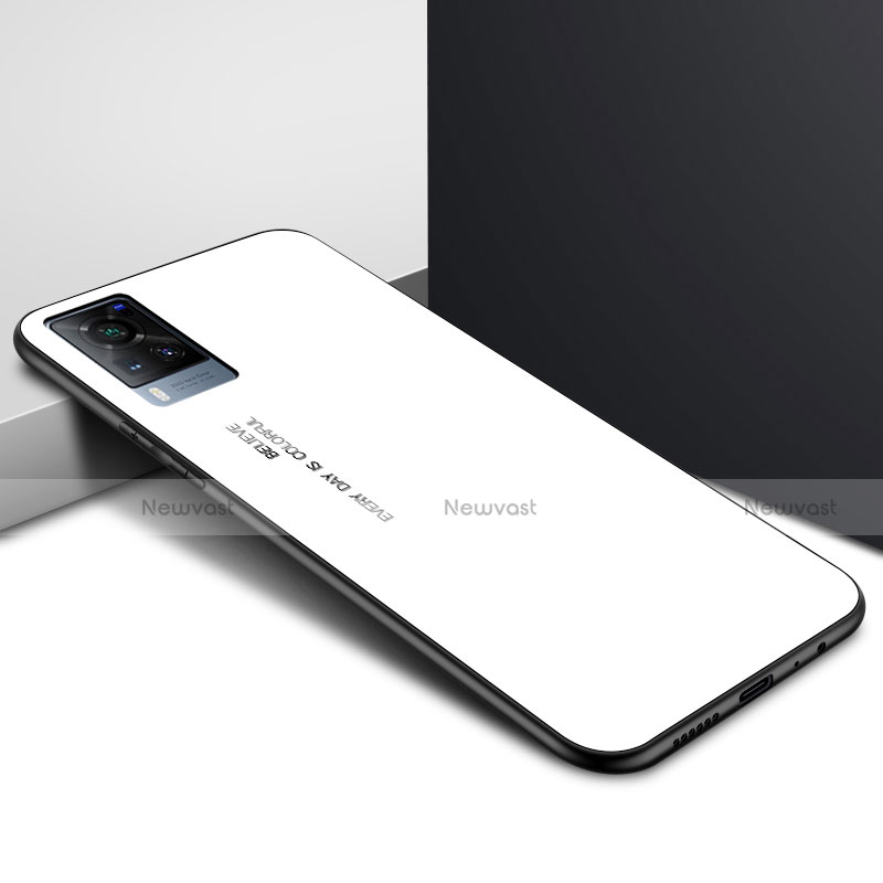 Silicone Frame Mirror Case Cover for Vivo X60 5G White