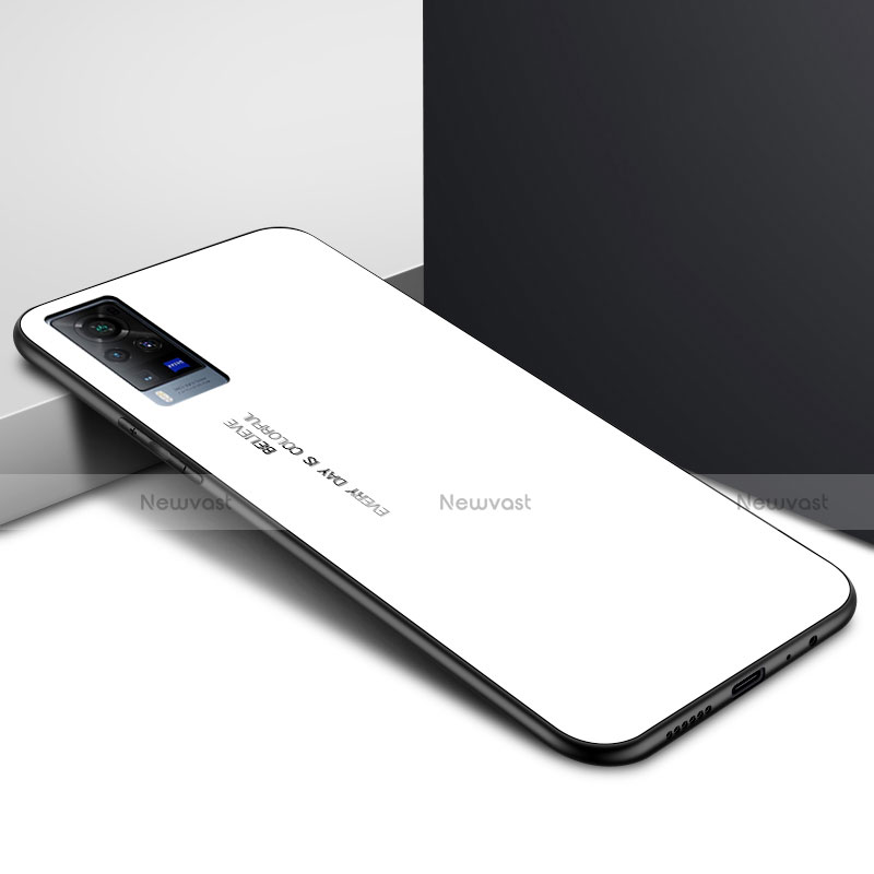 Silicone Frame Mirror Case Cover for Vivo X60 Pro 5G White