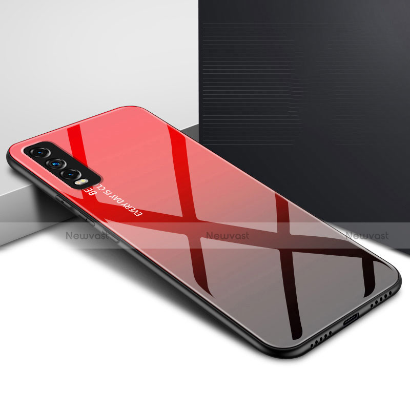 Silicone Frame Mirror Case Cover for Vivo Y12s Red