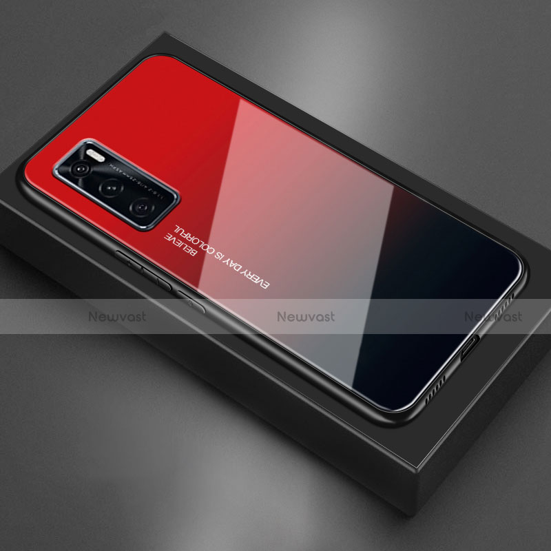 Silicone Frame Mirror Case Cover for Vivo Y70 (2020) Red