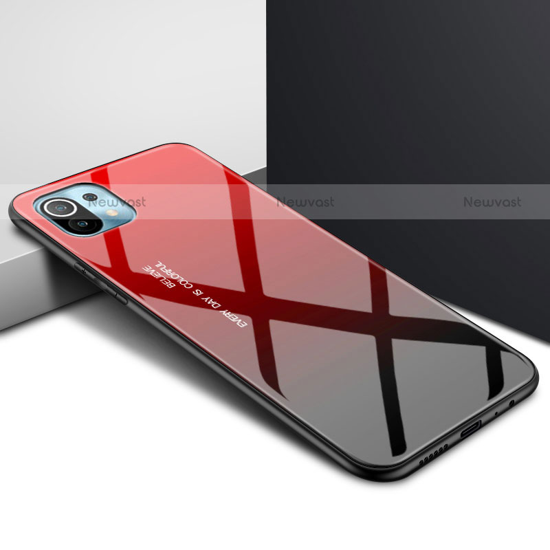 Silicone Frame Mirror Case Cover for Xiaomi Mi 11 5G Red