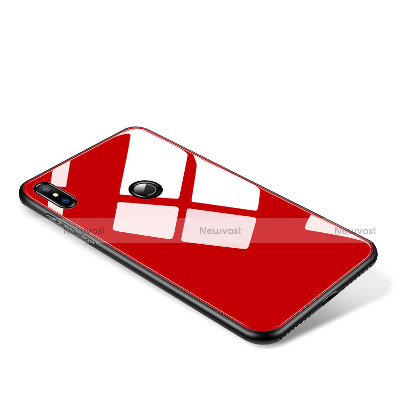 Silicone Frame Mirror Case Cover for Xiaomi Mi Mix 2S Red