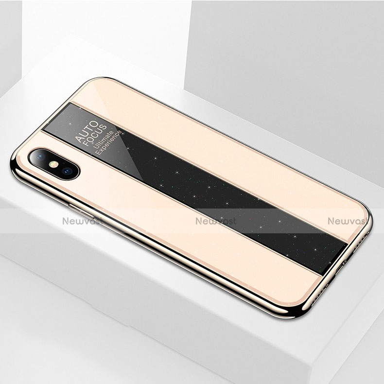 Silicone Frame Mirror Case Cover M01 for Apple iPhone Xs Gold