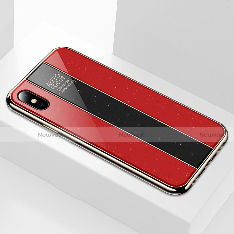 Silicone Frame Mirror Case Cover M01 for Apple iPhone Xs Red