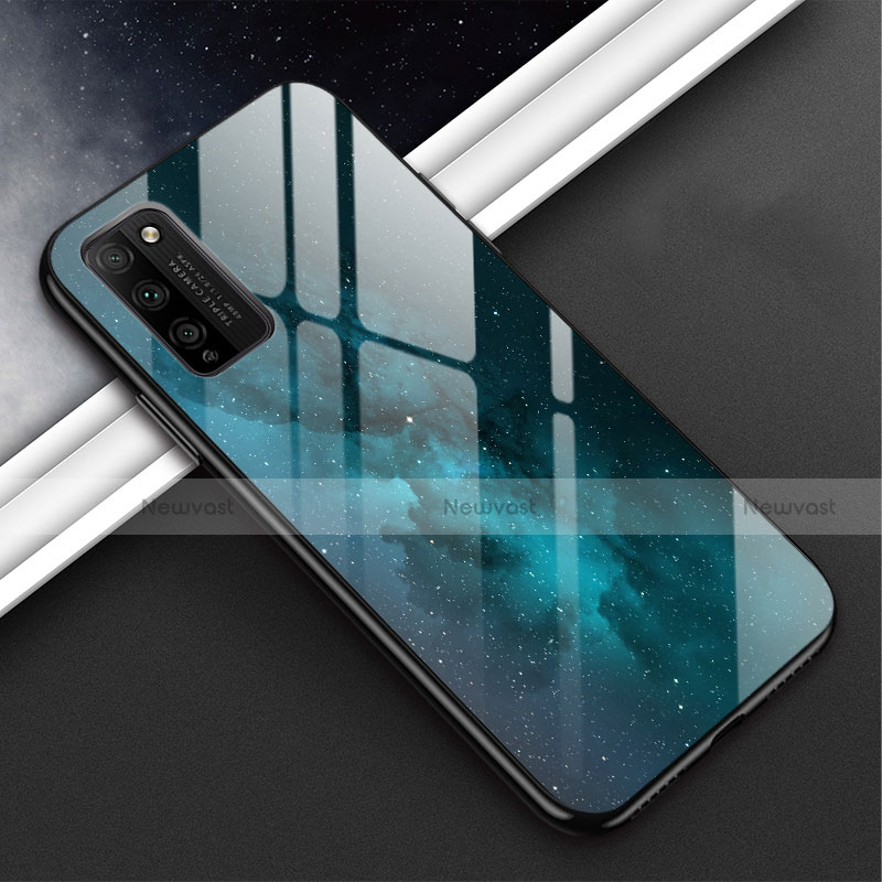 Silicone Frame Mirror Case Cover M01 for Huawei Honor 30 Lite 5G Cyan