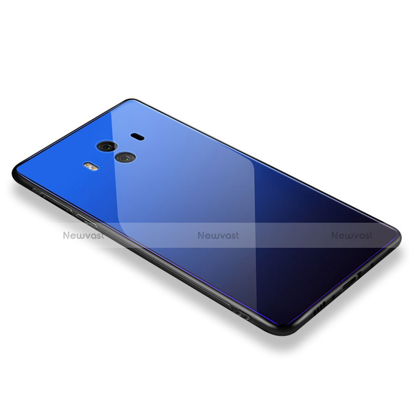 Silicone Frame Mirror Case Cover M01 for Huawei Mate 10 Blue