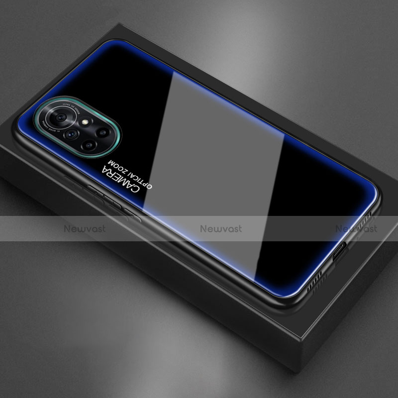 Silicone Frame Mirror Case Cover M01 for Huawei Nova 8 5G Blue