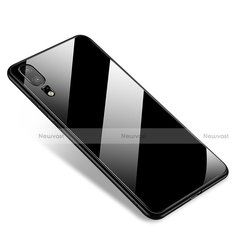 Silicone Frame Mirror Case Cover M01 for Huawei P20 Black