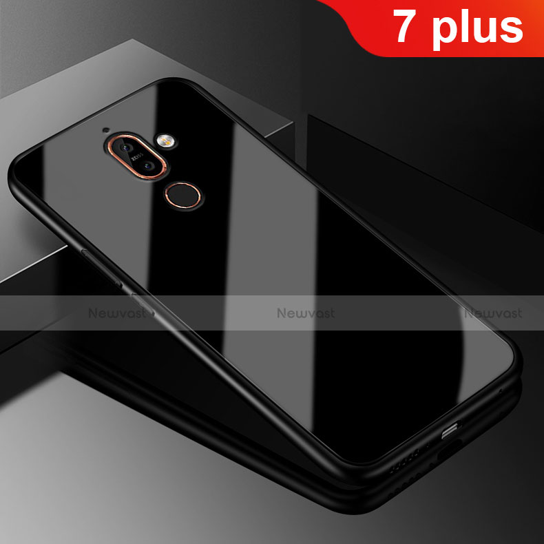 Silicone Frame Mirror Case Cover M01 for Nokia 7 Plus Black