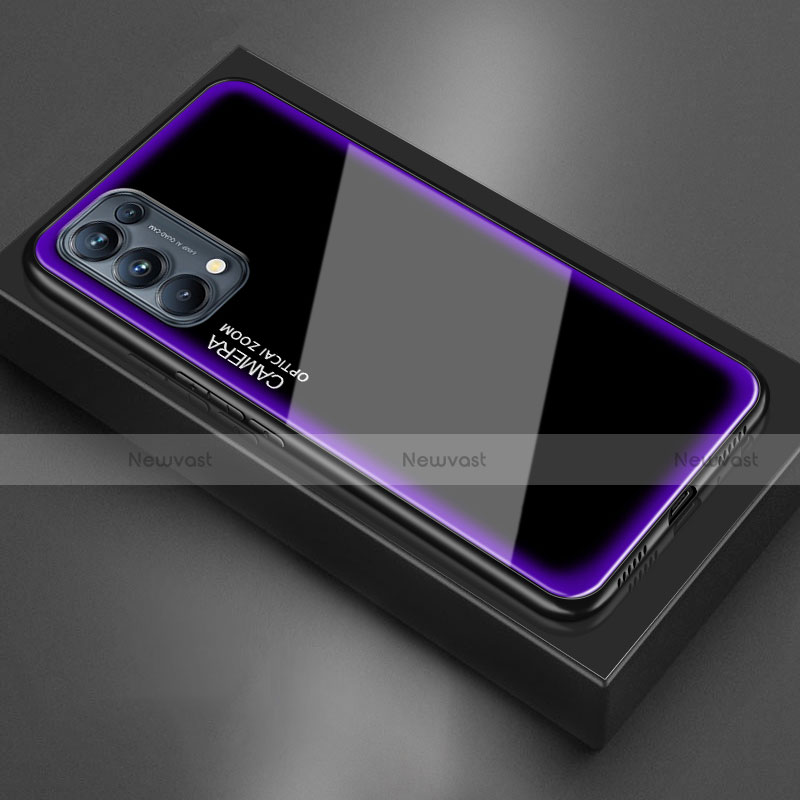 Silicone Frame Mirror Case Cover M01 for Oppo Find X3 Lite 5G Purple