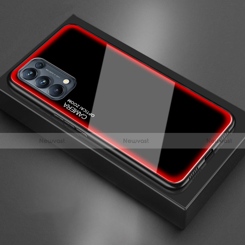 Silicone Frame Mirror Case Cover M01 for Oppo Find X3 Lite 5G Red