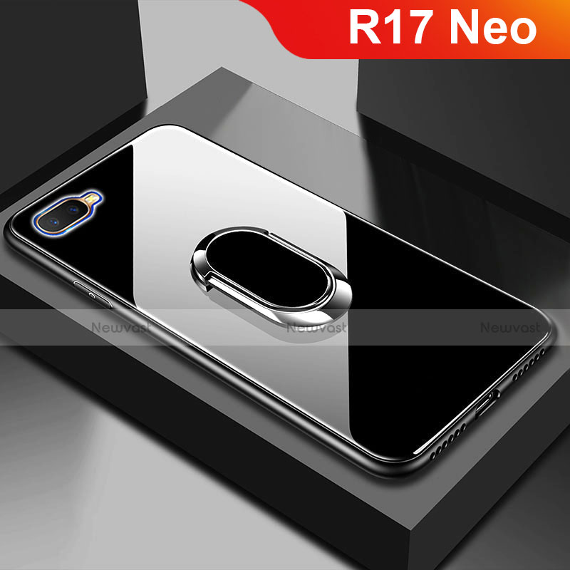 Silicone Frame Mirror Case Cover M01 for Oppo R17 Neo Black