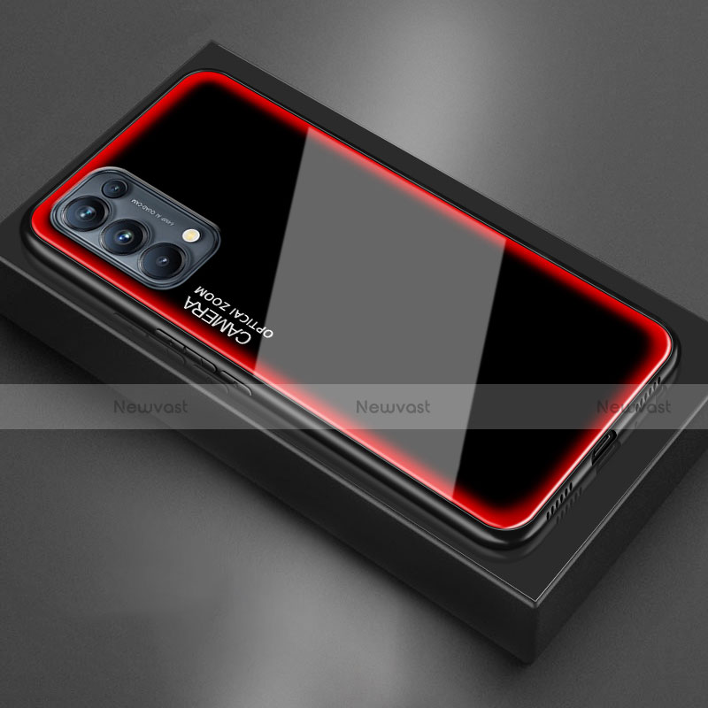 Silicone Frame Mirror Case Cover M01 for Oppo Reno5 5G Red