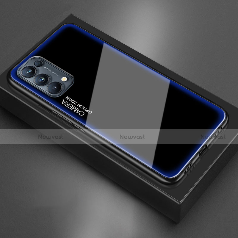 Silicone Frame Mirror Case Cover M01 for Oppo Reno5 Pro 5G Blue