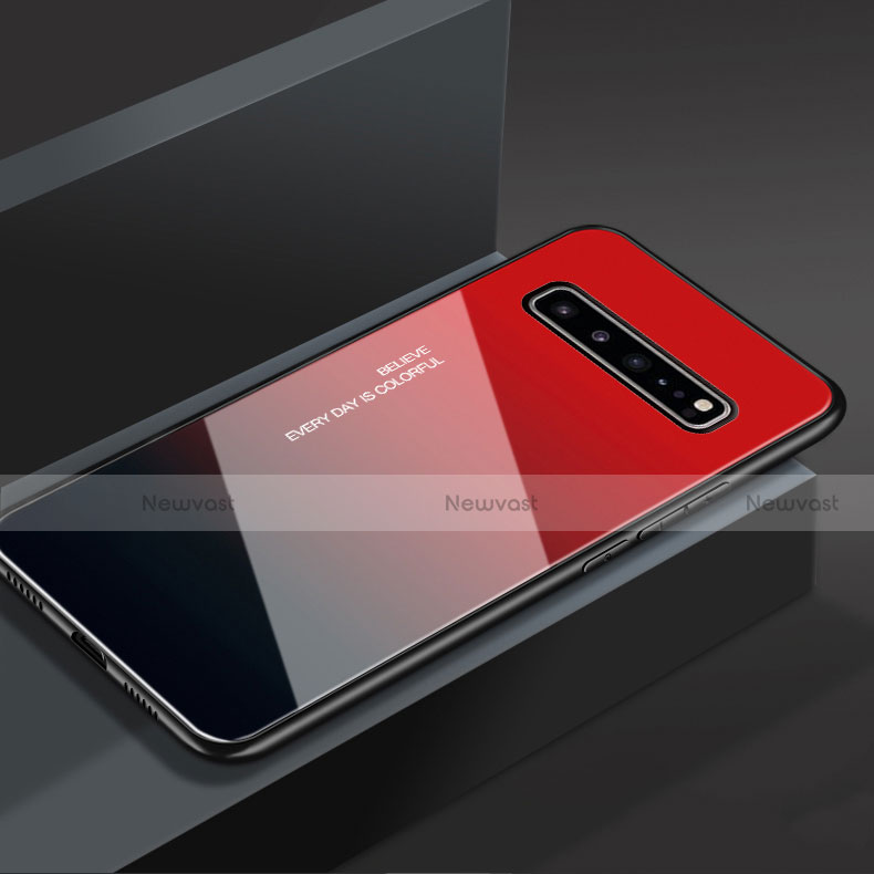 Silicone Frame Mirror Case Cover M01 for Samsung Galaxy S10 5G SM-G977B Red