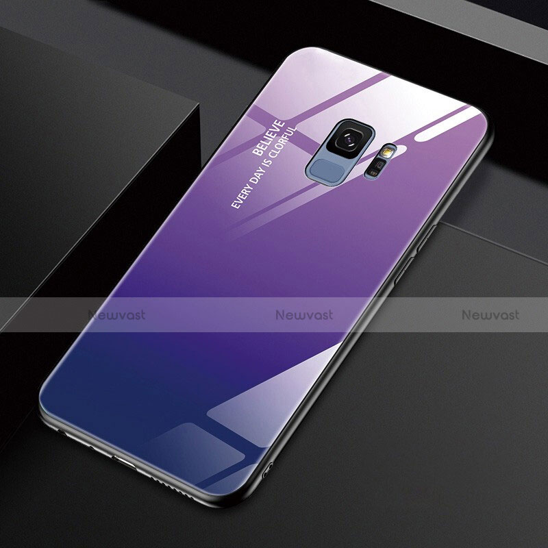 Silicone Frame Mirror Case Cover M01 for Samsung Galaxy S9 Purple