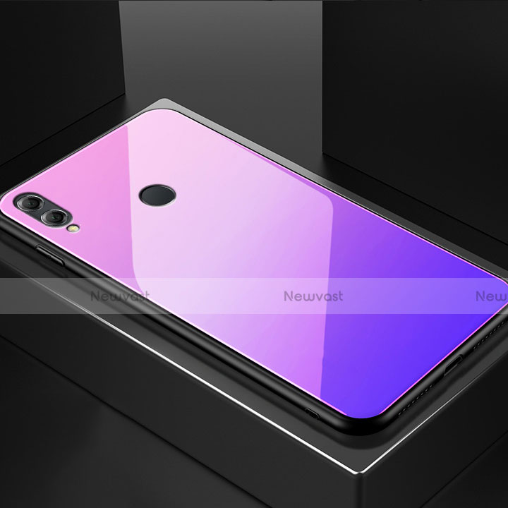 Silicone Frame Mirror Case Cover M02 for Huawei Honor 8X Purple