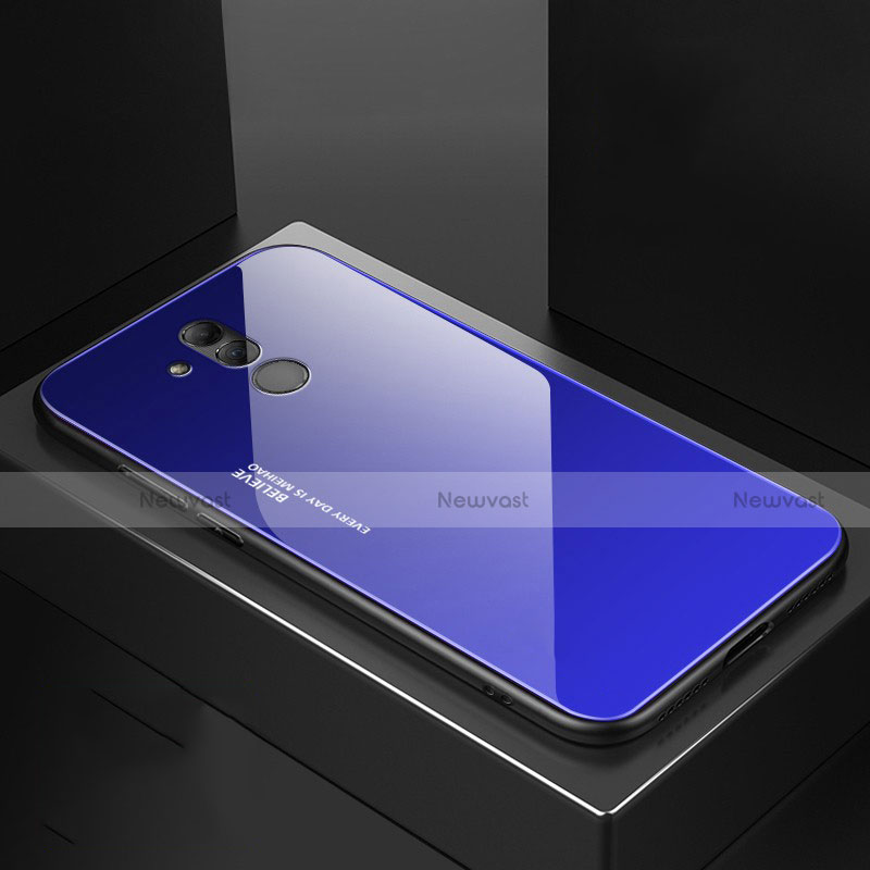 Silicone Frame Mirror Case Cover M02 for Huawei Mate 20 Lite Blue