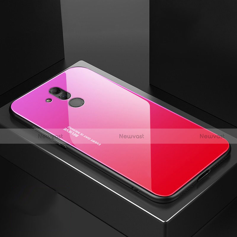 Silicone Frame Mirror Case Cover M02 for Huawei Mate 20 Lite Hot Pink