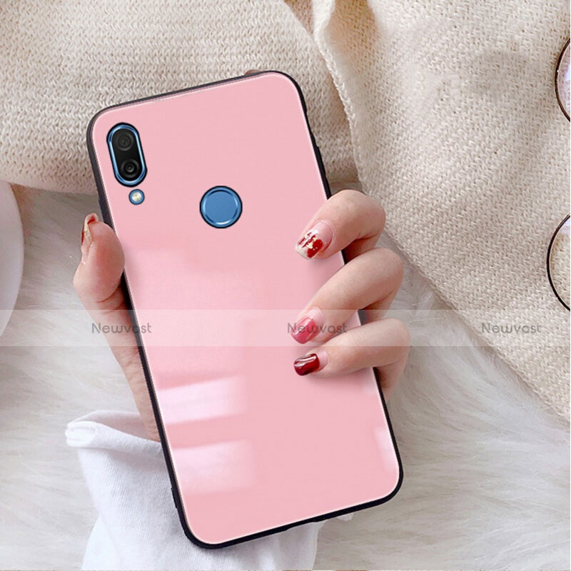 Silicone Frame Mirror Case Cover M02 for Huawei Nova 3e Pink