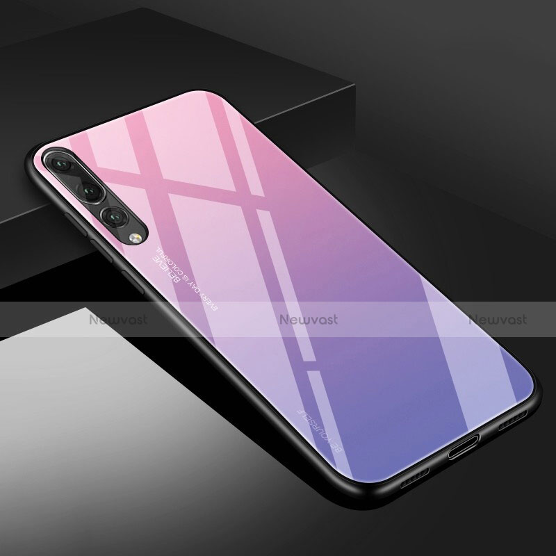 Silicone Frame Mirror Case Cover M02 for Huawei P20 Pro Purple