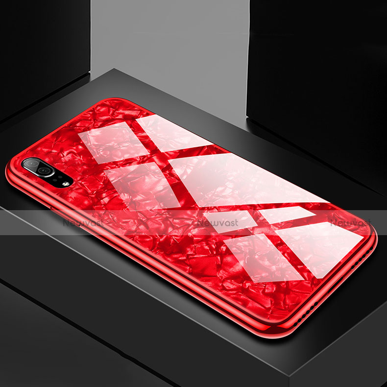 Silicone Frame Mirror Case Cover M02 for Huawei P20 Red
