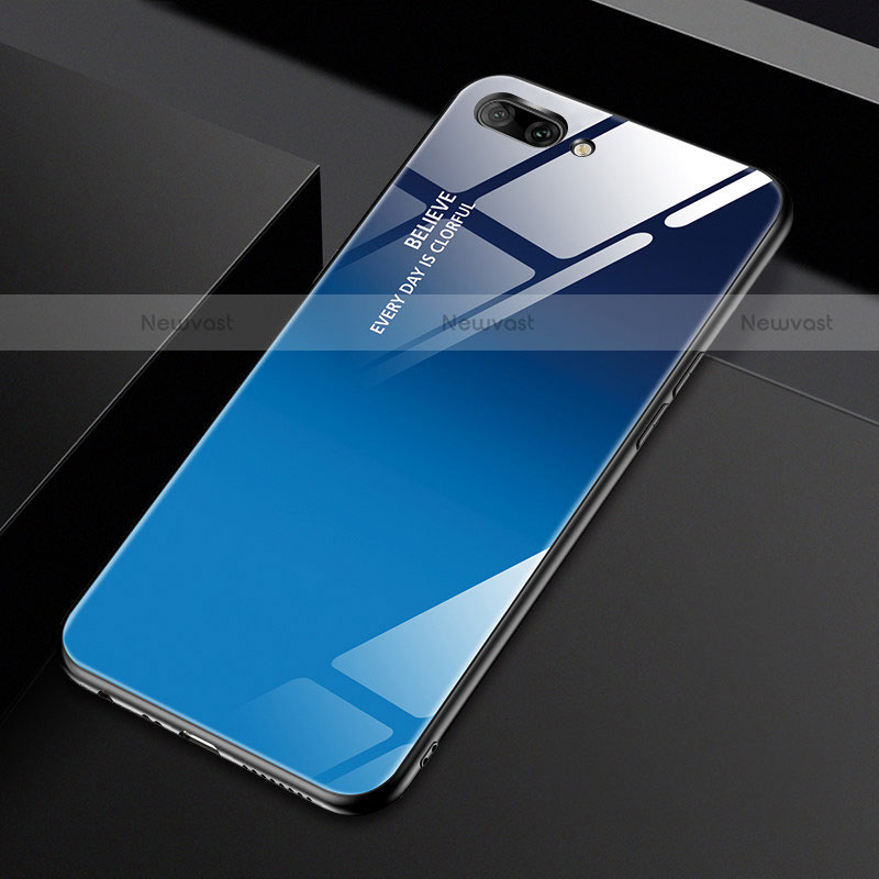 Silicone Frame Mirror Case Cover M02 for Oppo A12e Blue