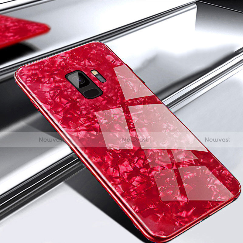 Silicone Frame Mirror Case Cover M02 for Samsung Galaxy S9 Red