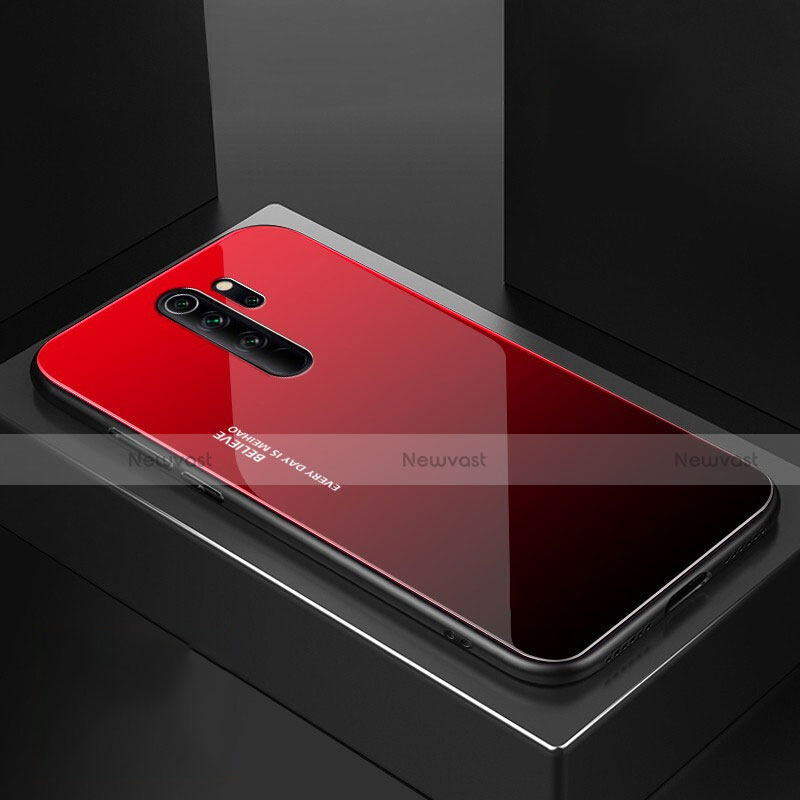 Silicone Frame Mirror Case Cover M02 for Xiaomi Redmi Note 8 Pro Red