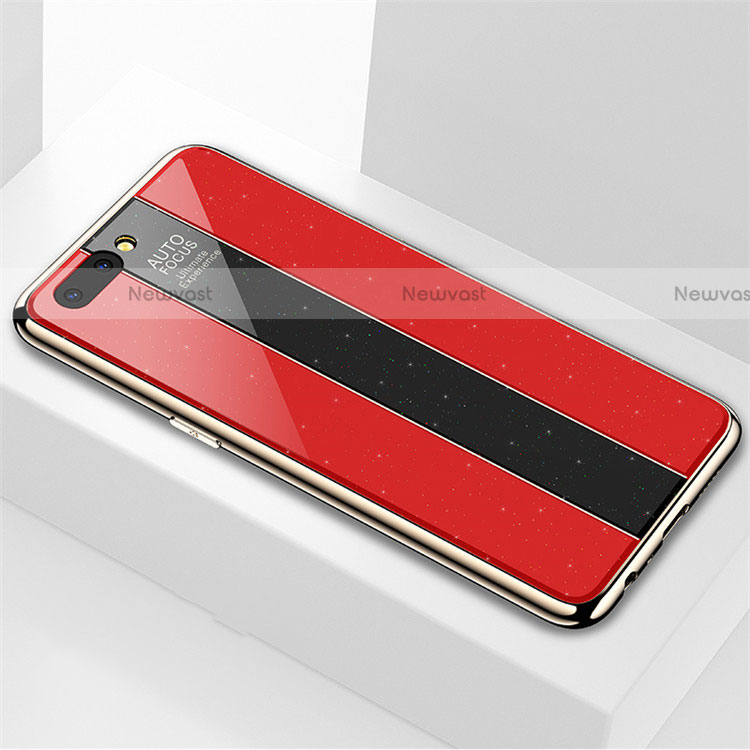 Silicone Frame Mirror Case Cover M03 for Oppo A12e Red