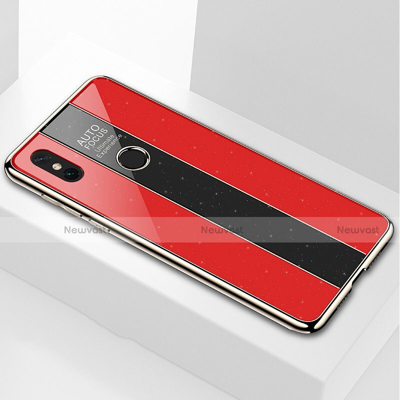 Silicone Frame Mirror Case Cover M03 for Xiaomi Mi Mix 3 Red