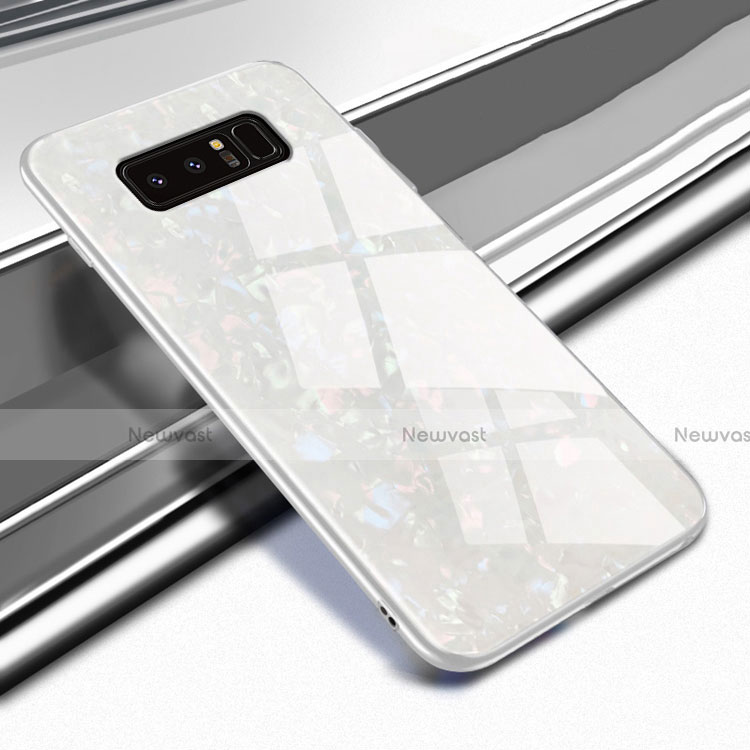 Silicone Frame Mirror Case Cover M04 for Samsung Galaxy Note 8 Duos N950F White