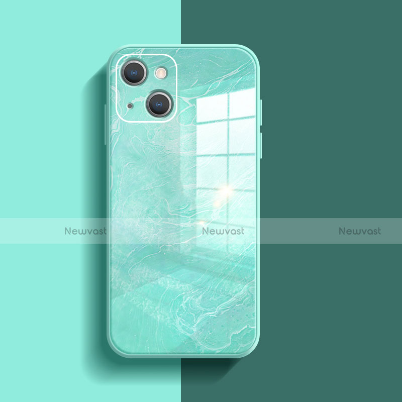 Silicone Frame Mirror Case Cover M05 for Apple iPhone 13 Green