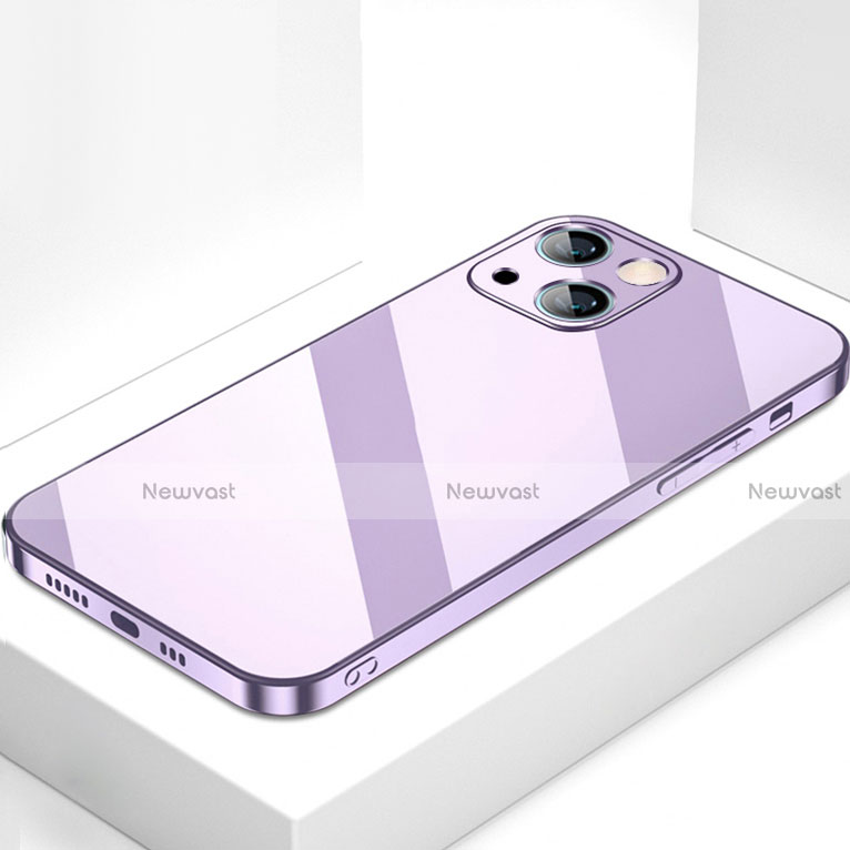 Silicone Frame Mirror Case Cover M09 for Apple iPhone 13 Mini Purple