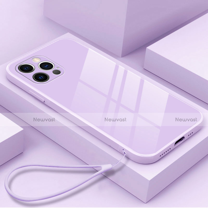 Silicone Frame Mirror Case Cover M09 for Apple iPhone 14 Pro Max Purple