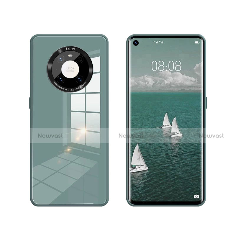 Silicone Frame Mirror Case Cover T01 for Huawei Mate 40 Green