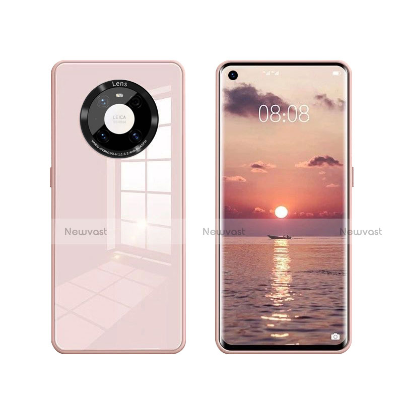 Silicone Frame Mirror Case Cover T01 for Huawei Mate 40 Pink