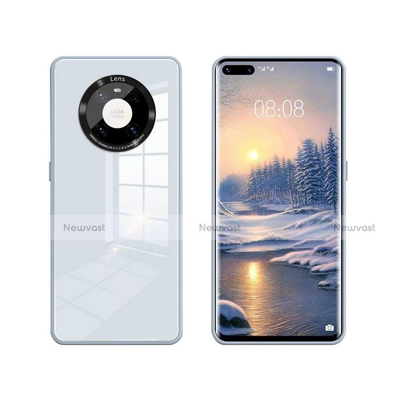 Silicone Frame Mirror Case Cover T01 for Huawei Mate 40 Pro Mint Blue