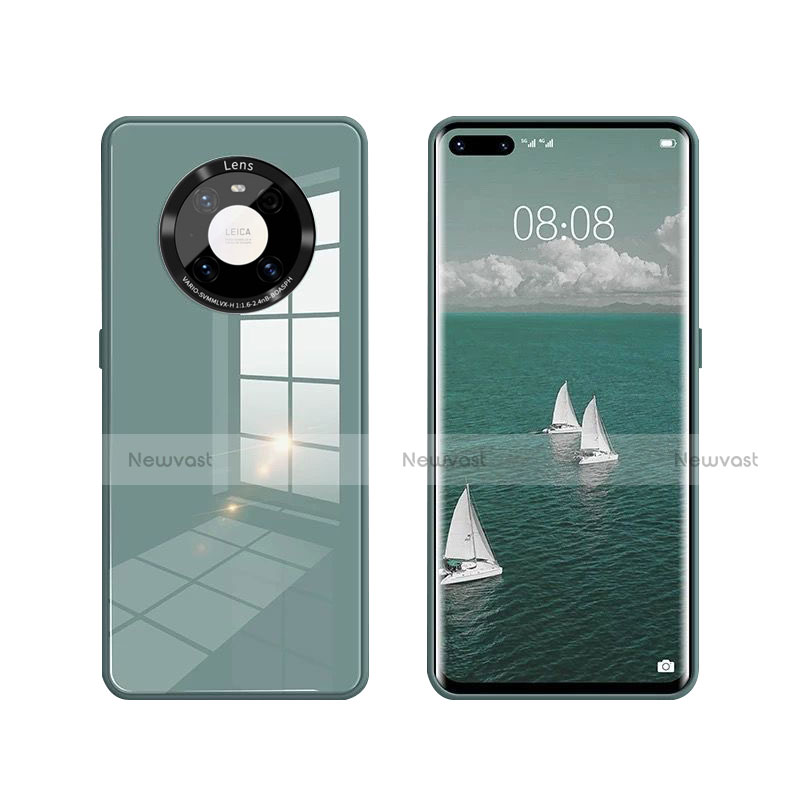 Silicone Frame Mirror Case Cover T01 for Huawei Mate 40E Pro 5G Green