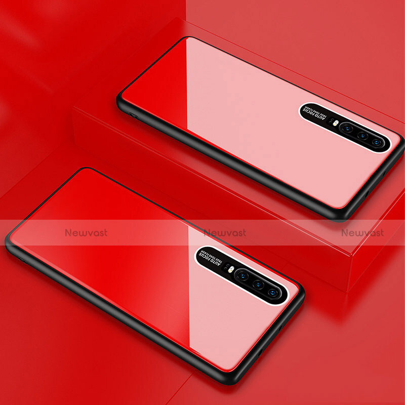 Silicone Frame Mirror Case Cover T01 for Huawei P30 Red