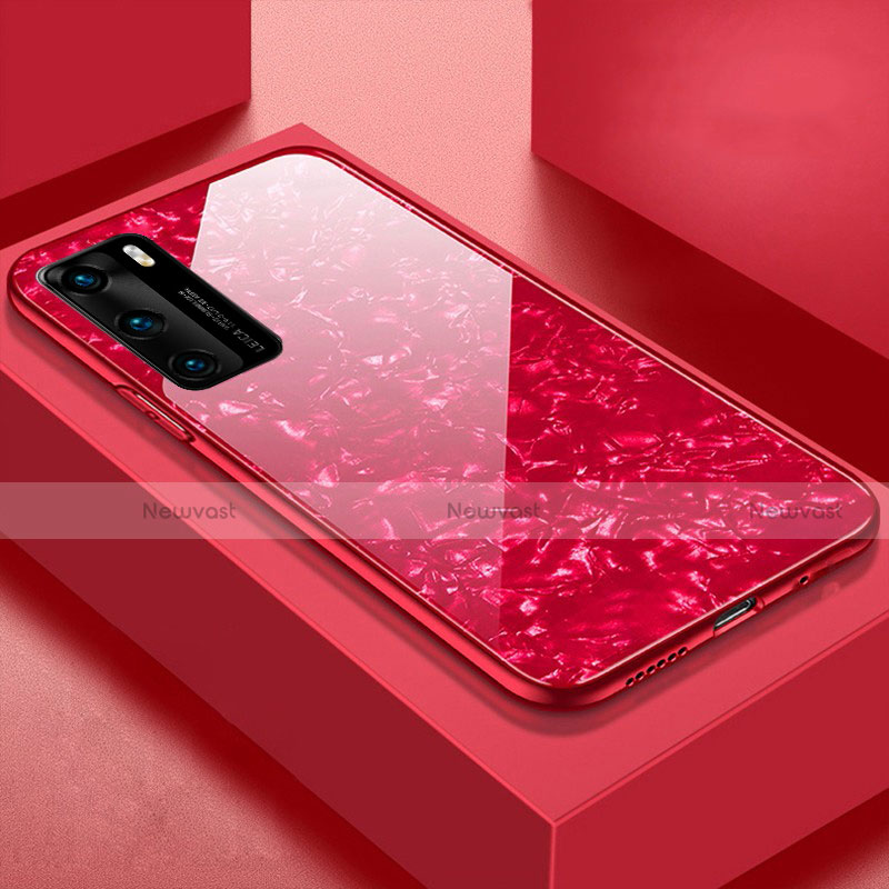 Silicone Frame Mirror Case Cover T01 for Huawei P40 Red